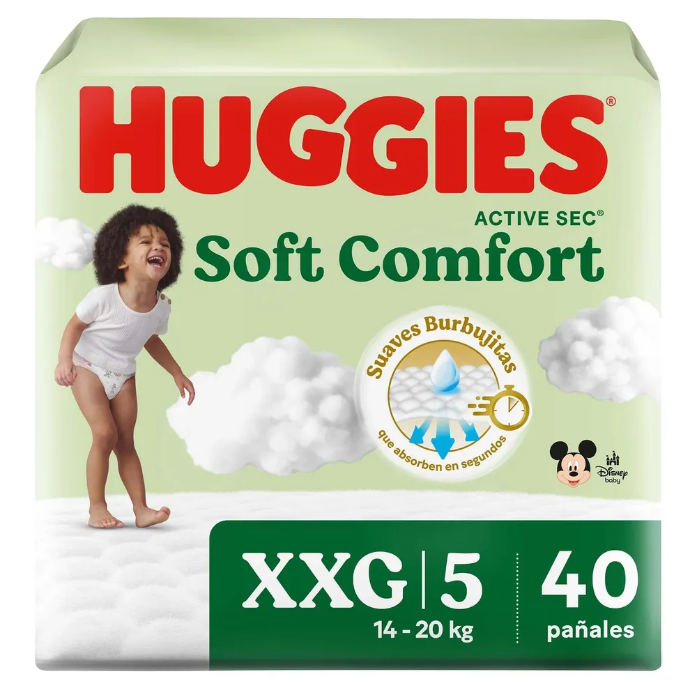 huggies active sec soft comfort paso 5 paq. 40