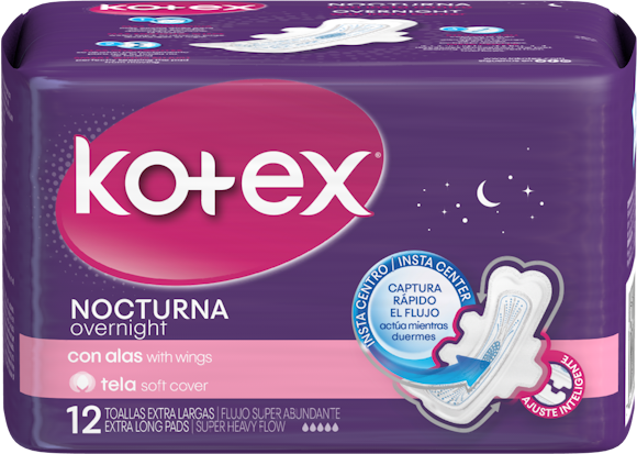 Kotex Nocturna Tela 12 Toallas