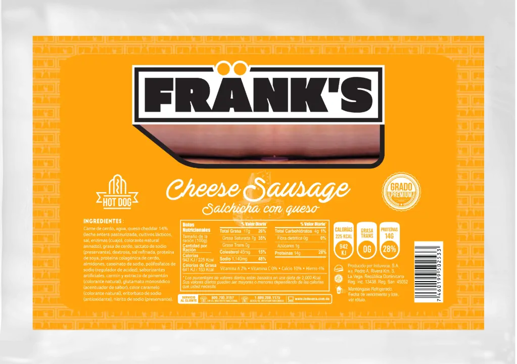salchicha frank's con queso